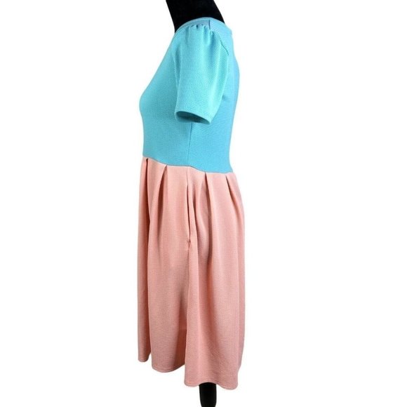LuLaRoe Blue and Pink Midi Dress - Picture 2 of 6
